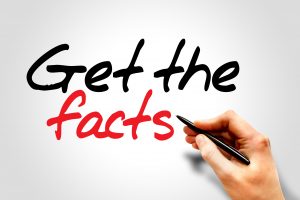 Hand writing Get the facts, business concept